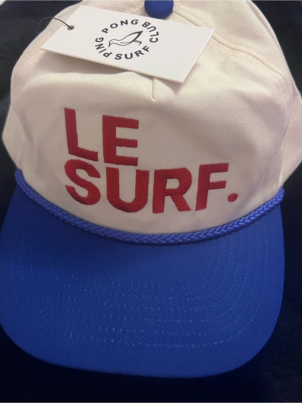 NWT Ping Pong Surf Club LE SURF Vintage Leisure Rope Hat Cream Blue OS